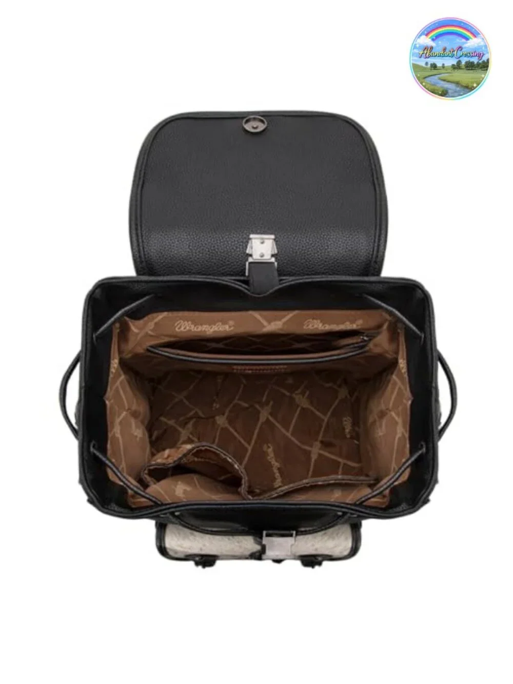 Western Tooled Floral Hair-on Cowhide Travel Backpack with Adjustable Straps